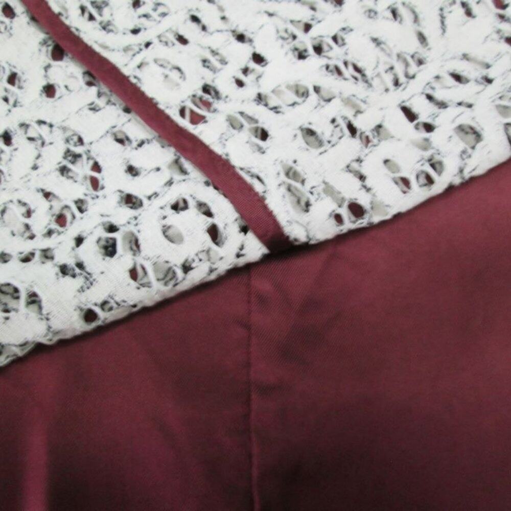 CARVEN Lace Pattern Knee-Length Skirt -L/10-White/Burgandy NWT - Picture 10 of 15